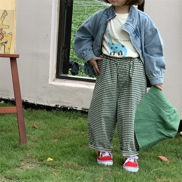

trousers children autumn winter diamond straight boys girls cotton loose comfortable casual pants 1-6y, Blue