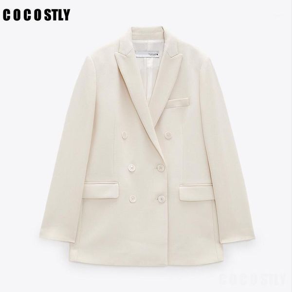 

women's suits & blazers 2021 autumn blazer women fashion white office and jackets button suit coat casual pockets solid outerwear, White;black