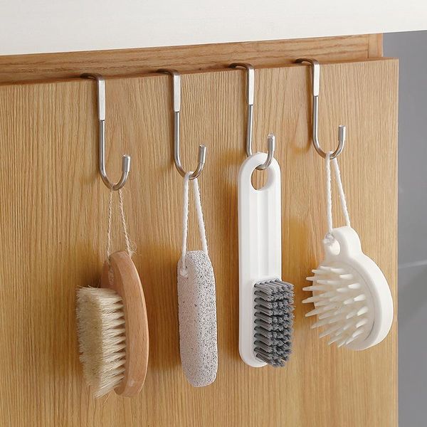 

hooks & rails multifunctional cabinet door holder hanging stainless steel double hook back-mounted rear key bag small object