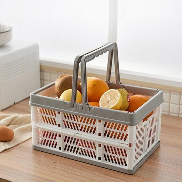 

storage baskets collapsible crates with handle rectangular hollow-out basket