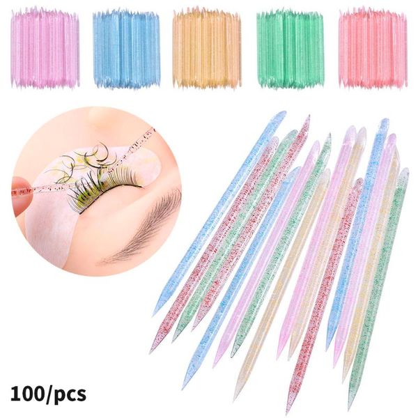 

nail art kits 100pcs/pack bagged double-head manicure eyelashes assistant colorful crystal rod point drill tools wholesale