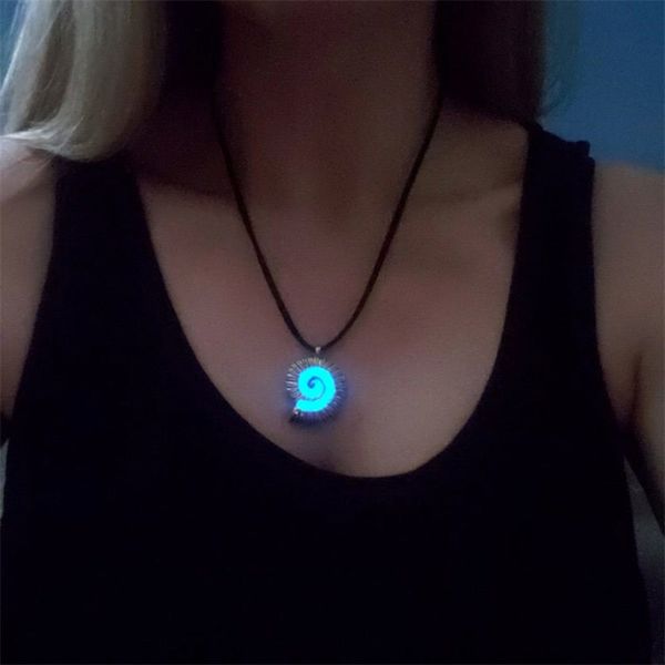 

dark glowing mermaid conch necklace sound sea shell witch spiral costume ladies jewelry gift, Silver