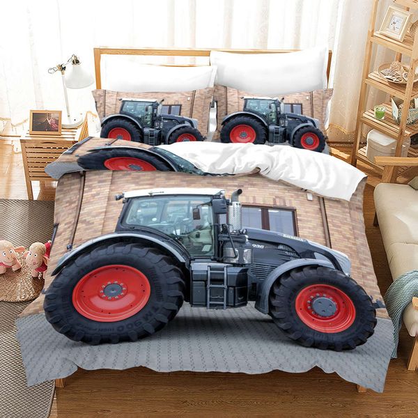 

3d digital bedding 4-piece set tractor quilt 3-piece