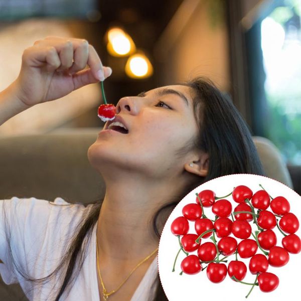 

party decoration 25 pcs simulation red cherries props exquisite ornaments for decor