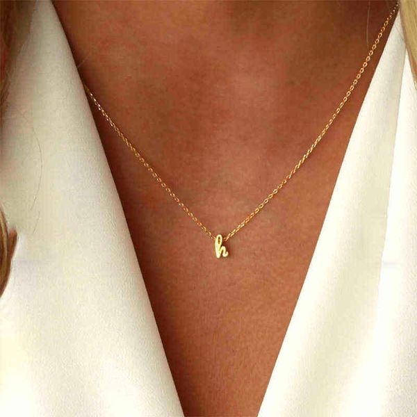 

tiny initial letter necklaces for women stainless steel old english letter vintage necklace boho jewelry valentine's day gift g220310, Silver
