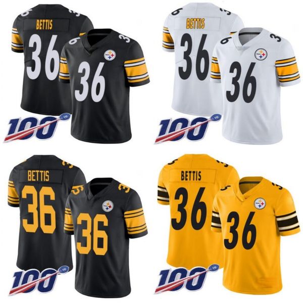 

pittsburgh steelers men #36 jerome bettis women youth 100th jersey, Black;red