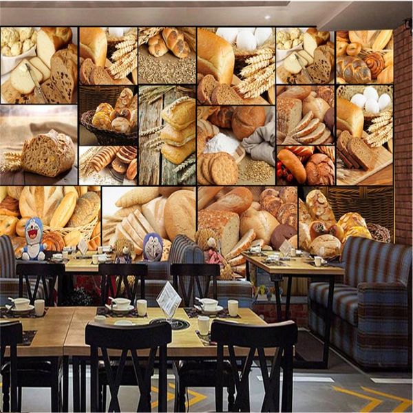 

wallpapers modern european bakery 3d bread po coffee dessert shop restaurant industrial decor background mural wall paper