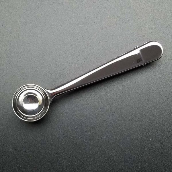 

3pcs thickend stainless steel spoon with sealing clip ground coffee tea scoop spoons