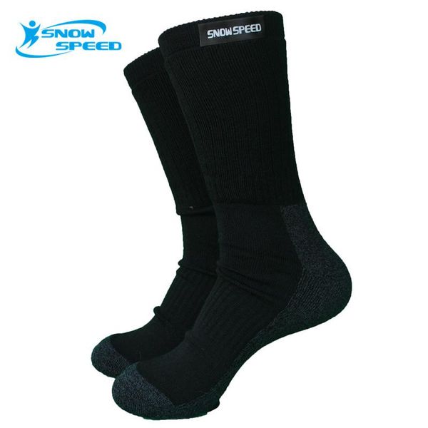 

sports socks 1 pair outdoor 70%merino wool thick ski men's black color