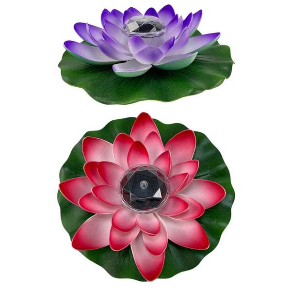 

wall lamp 2pcs lotus shape solar water floating light wishing (red purple)