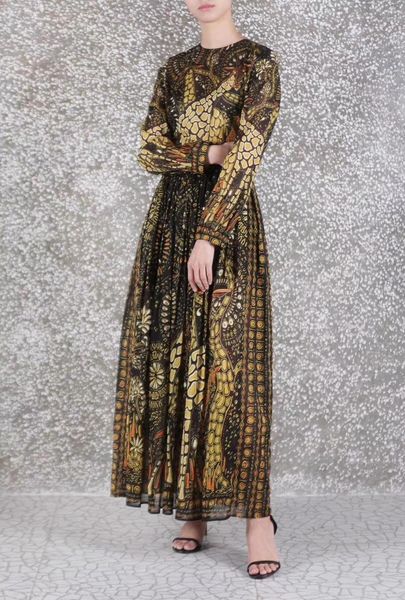 

arlene sain 2021 french literary retro spring and summer african jungle giraffe print waist 100% cotton dress casual dresses, Black;gray