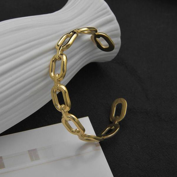 

bangle gift for girlfriend steampunk luxury stainless steel ladies bracelet golden hollow opening junk aesthetic jewelry, Black