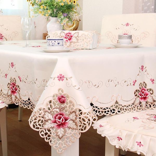 

table cloth european rustic quality tablecloth luxury dining embroidered cover rose flower chair seat cushion 1017
