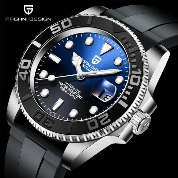 

wristwatches pagani design brand men's mechanical watch nh35a movement luxury sapphire glass 100mwaterproof clock relogio masculino, Slivery;brown
