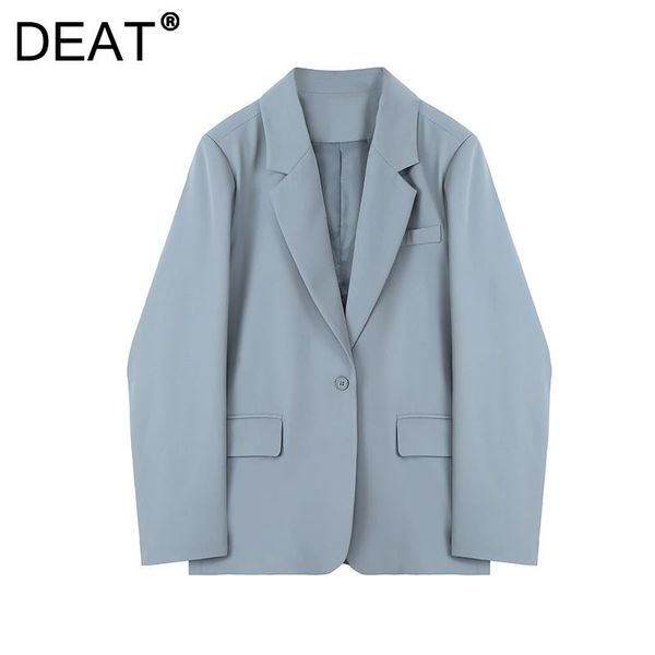 

women's suits & blazers [deat] 2021 autumn fashion tide coat long sleeve solid color single-breasted turn-down collar loose blazer wome, White;black
