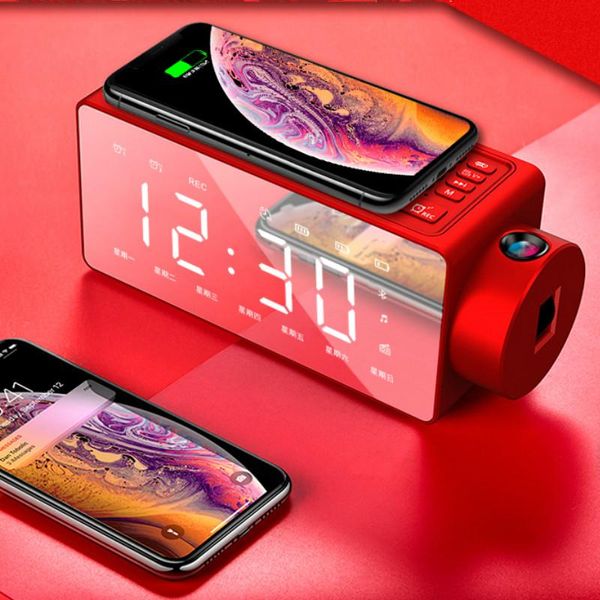 

other clocks & accessories multifunctional home projection clock led digital bluetooth speaker audio radio wireless charging alarm