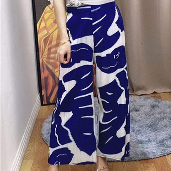 

dresses miyake thin print pleated casual straight wide leg pants, White