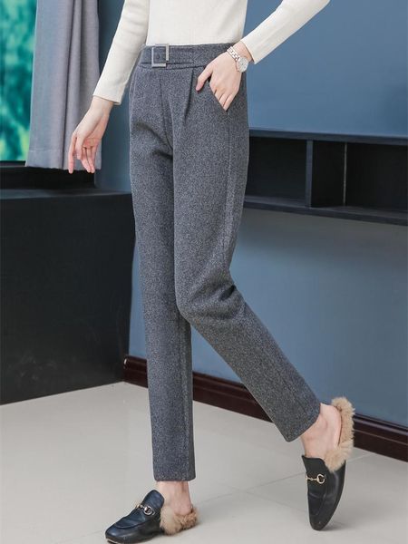 

women's pants & capris spring autumn solid black grey formal harem for women office work female fashion casual long trousers elastic wa, Black;white