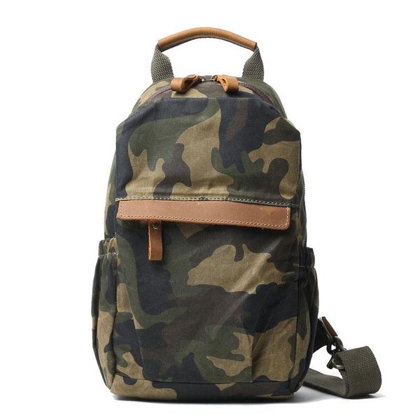

traveling school student shoulder bags of wax camouflage bag canvas tote as messenger tool mutifuction handbags backpack