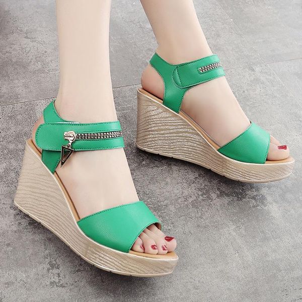 

sandals female summer 2021 korean version of the wedge with high-heeled platform thick bottom fish mouth wild 40-43 yard, Black