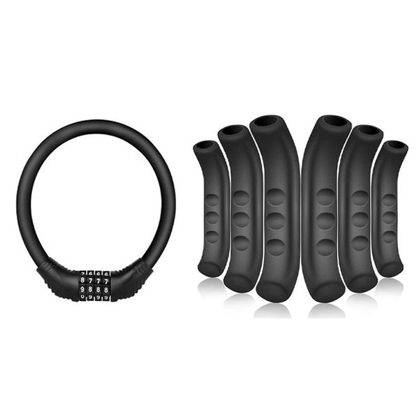 

bike locks 12x bicycle brake handle sleeve protector silicone & 1x digital chain lock mountain