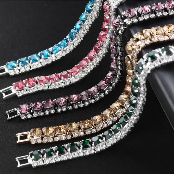 

link, chain hwetr fashion women zircon crystal bangles link alloy jewelry bracelet gift, Black