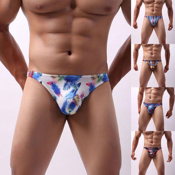 

men underwear open bumen's print briefs bulge pouch bikini jockstrap thongs breathable gay male underpants, Black;white