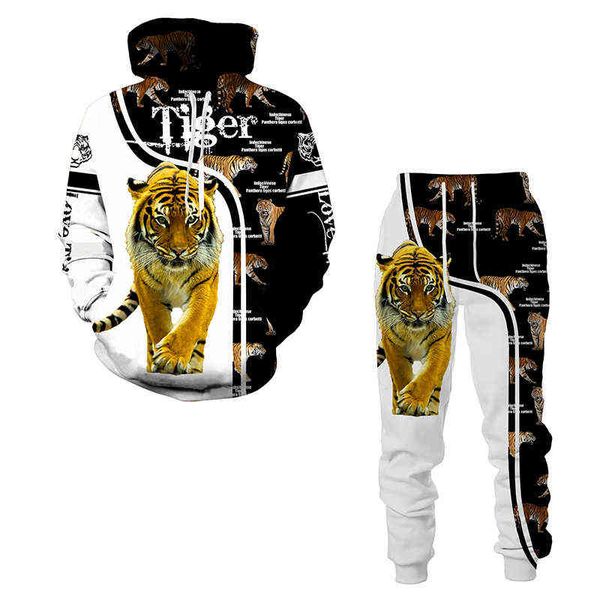 

3d tiger printed men's clothing casual hoodie pants sets colorful sweatshirts cool women's tracksuit harajuku mens clothes g1209, Gray