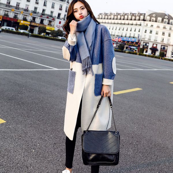 

women's jackets autumn winter wool jacket coats fall korean long blends fashion loose warm en overcoat awck, Black;brown