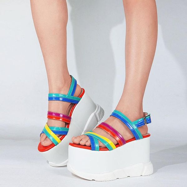 

dress shoes 2021 plus size 43 fashion ins customized shoe black multi color gothic cosplay chunky platform sandals high heel women