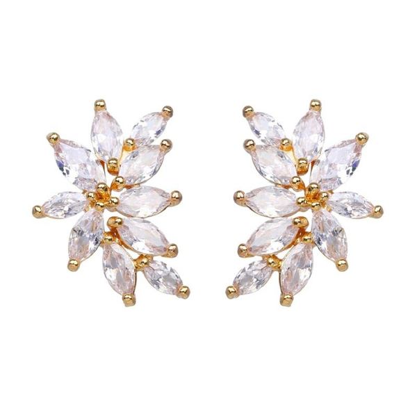 

bettyue multicolor crystal zircon stud earrings elegant jewelry for women wedding gift, Golden;silver