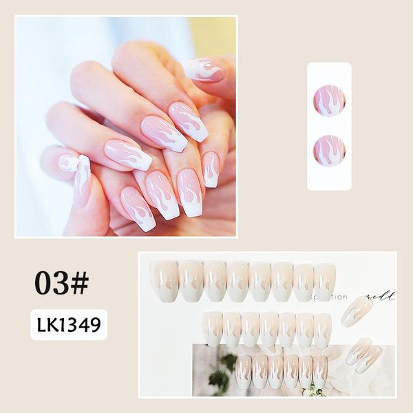 

false nails 24pcs/set detachable long fire fake nail tips full art tip colorful beauty artificial french stick on tools, Red;gold