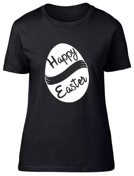 

happy easter ladies womens fitted t-shirt, White;black