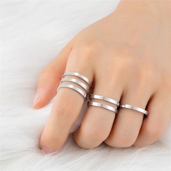 

cluster rings fashion gold silver color 1/2/3 row round hollow geometric for women stainless steel open ring joint female jewelry, Golden;silver