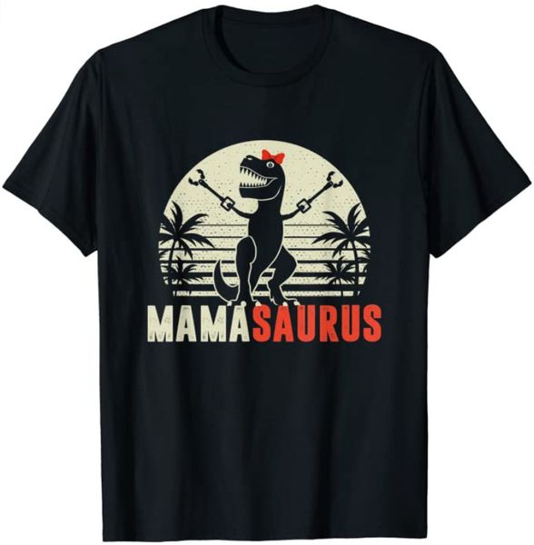 

mamasaurus funny mama saurus t-rex dinosaur mom t-shirt mother's day gift mom, White;black