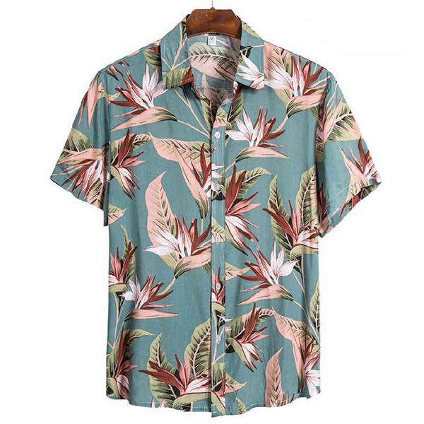 

floral print shirts men short sleeve casual oversized shirt summer beach holiday hawaii camisas flower vacation hawaiian camisas 210524, White;black