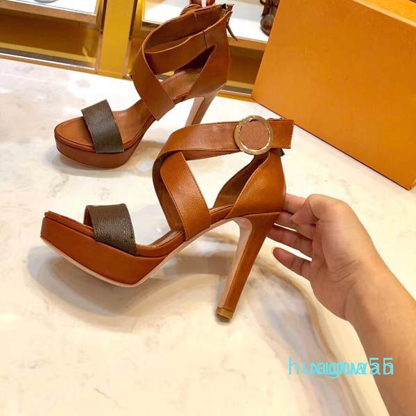 

high-heeled sandals leather sandals comfortable sandals size 35-41, Black