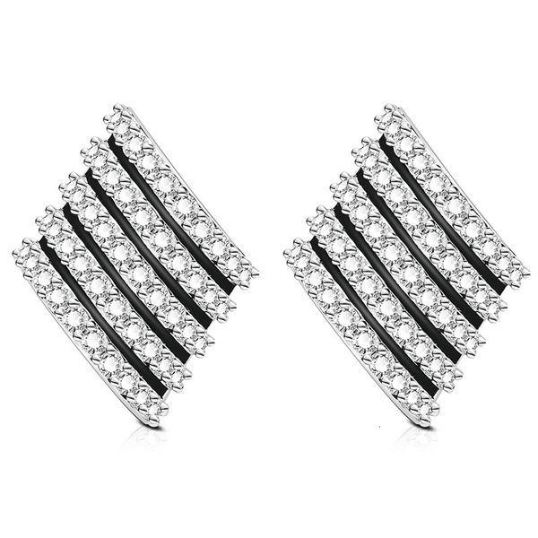 

dangle earrings bella jewelry s925 geometric zircon black simple east gate of korea popular, Silver