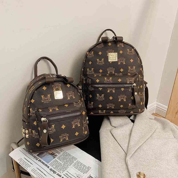 

handbag m family backpack women 2021 mini korean letter printing fashion versatile, Black;red