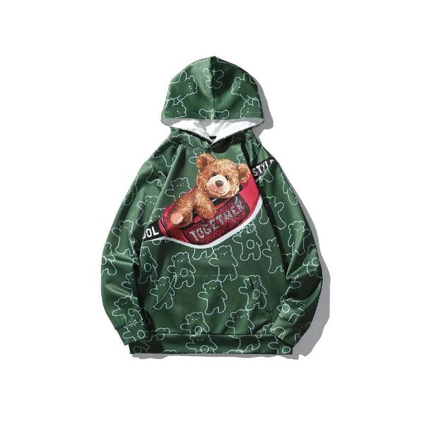 

men's hoodies & sweatshirts autumn and winter fashion sweater tide brand loose casual 3d printing bear hooded jacket couple size childr, Black
