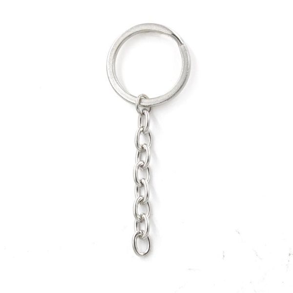 

keychains 100% stainless steel keyring keychain 25mm metal split ring with short chain key diy chains accessories wholesale 20pcs, Silver