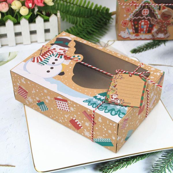 

gift wrap 3/12pc year christmas decoration for home kraft paper candy boxes bag food packaging cookie box party navidad