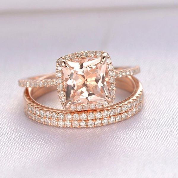 

wedding rings romantic 3 pcs/set bridal ring with round brilliant cubic zircon prong setting anniversary engagement women set, Slivery;golden