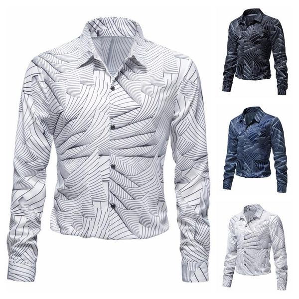 

men's casual shirts plus size fashion european code striped plaid printed long-sleeved shirt business, White;black