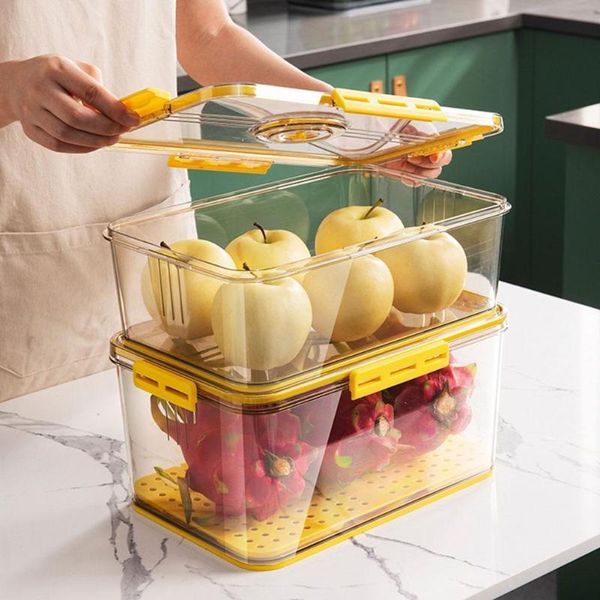 

storage bottles & jars refrigerator timekeeping food box organizer container with fruit lid kitchen -ke q8l9