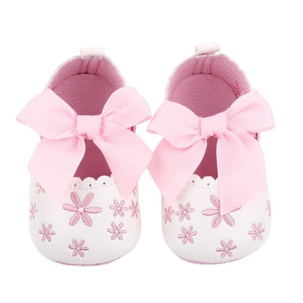 

first walkers baby boy girl pu leather shoes bow flower print soft soled non-slip princess footwear crib moccasins