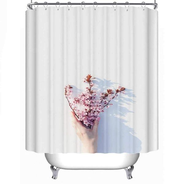 

shower curtains woman holding blossom branches soft curtain,138888,79''l x 71''w