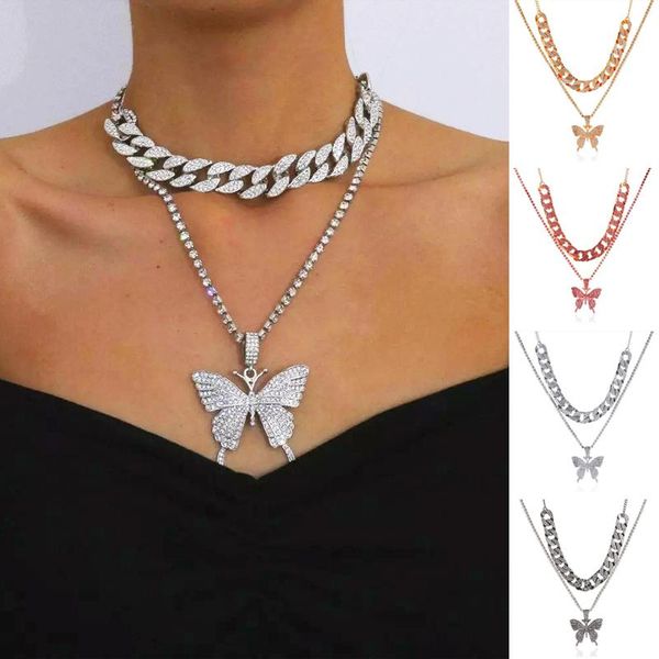 

pendant necklaces women crystal butterfly fashion necklace long sweater chain female neck decoration wholesale, Silver