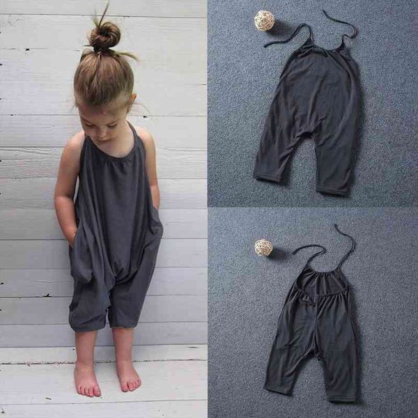 

kids baby girls strap cotton romper jumpsuit harem trousers summer clothes, Blue