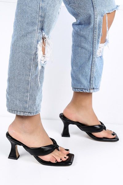 

women's black shiny daily heels slippers